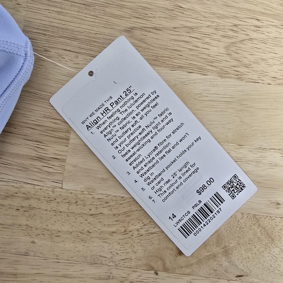 Lululemon Pants Womens 14 Lavender Align HR 25‎ High Rise Nulu Leggings Yoga - Picture 4 of 10